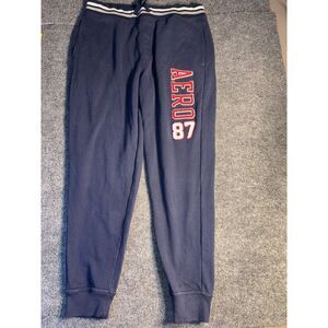 Aero 87 Sweatpant Mens Medium Navy Solid Elastic‎ Waist Drawstring Tapered Leg